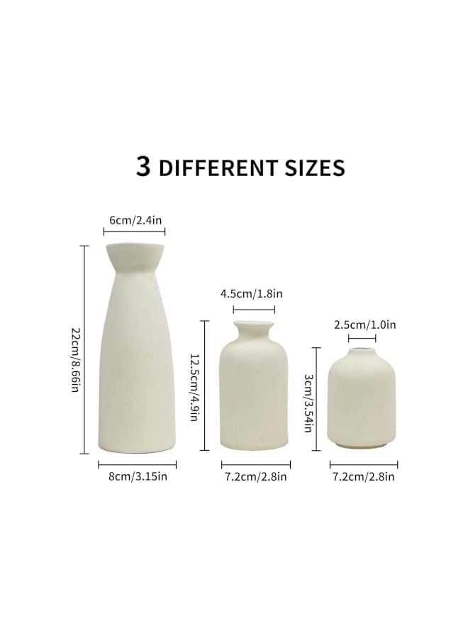 The Bros Ceramic Vase Set, Set of 3, Ceramic Vase,Home Decorative Flower Vases, Modern Decor, Pampas Grass Vase, Dried Flowers Vases for Living Room, Desk, Shelf Decor (White, L) - Image 2