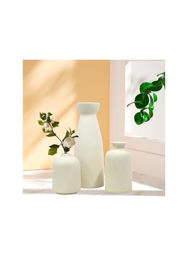 The Bros Ceramic Vase Set, Set of 3, Ceramic Vase,Home Decorative Flower Vases, Modern Decor, Pampas Grass Vase, Dried Flowers Vases for Living Room, Desk, Shelf Decor (White, L) - Image 5