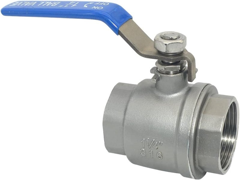 DAN SPEED 1-1/4" Female 316 Stainless Steel Full Port Ball Valve Vinyl Handle WOG1000 (1-1/4 inch) - Image 2