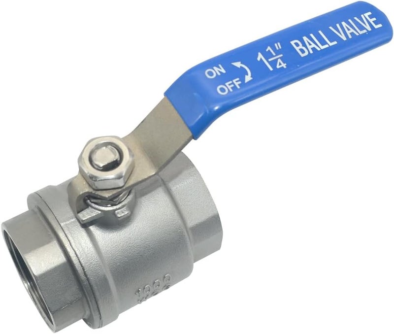 DAN SPEED 1-1/4" Female 316 Stainless Steel Full Port Ball Valve Vinyl Handle WOG1000 (1-1/4 inch) - Image 1