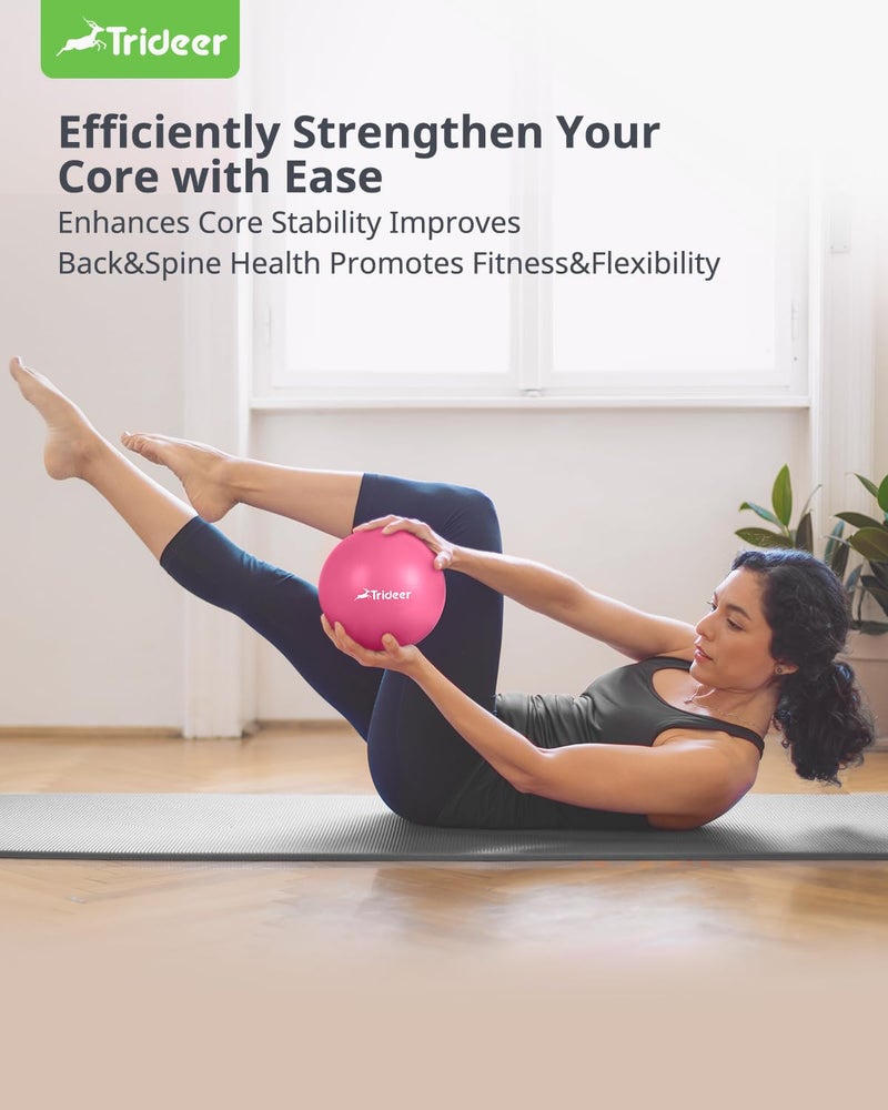 Trideer Pilates Ball 9 Inch Core Ball, Small Exercise Ball with Exercise Guide Barre Ball Mini Yoga Ball for Pilates, Yoga, Core Training, Physical Therapy, Balance, Stability, Stretching (Rose Pink) - Image 5