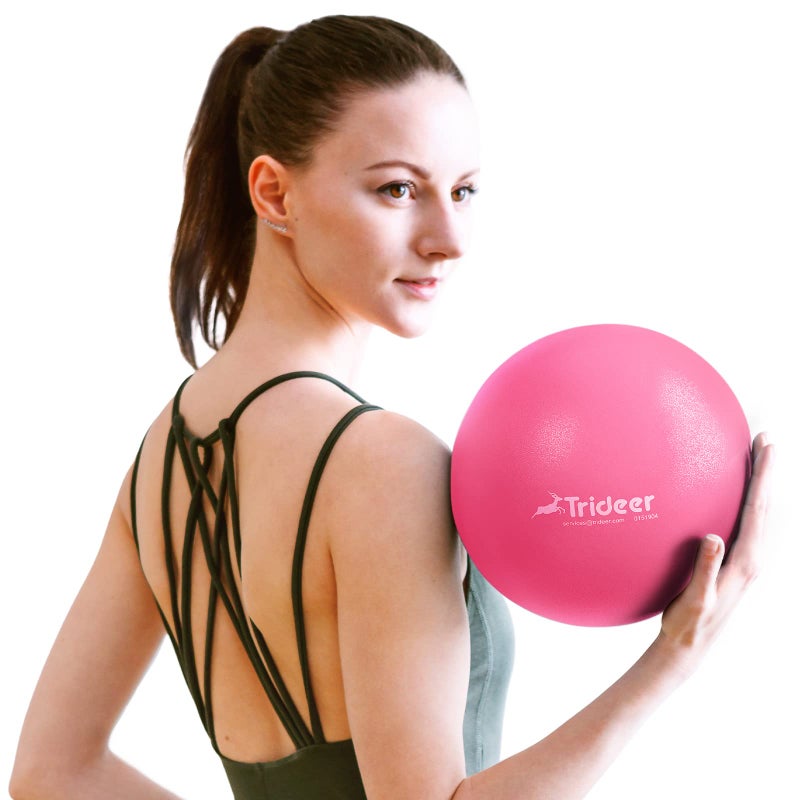 Trideer Pilates Ball 9 Inch Core Ball, Small Exercise Ball with Exercise Guide Barre Ball Mini Yoga Ball for Pilates, Yoga, Core Training, Physical Therapy, Balance, Stability, Stretching (Rose Pink) - Image 1