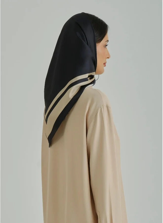 GANT Gant Ramadan Collection  Women's Black Striped Printed Silk Scarf