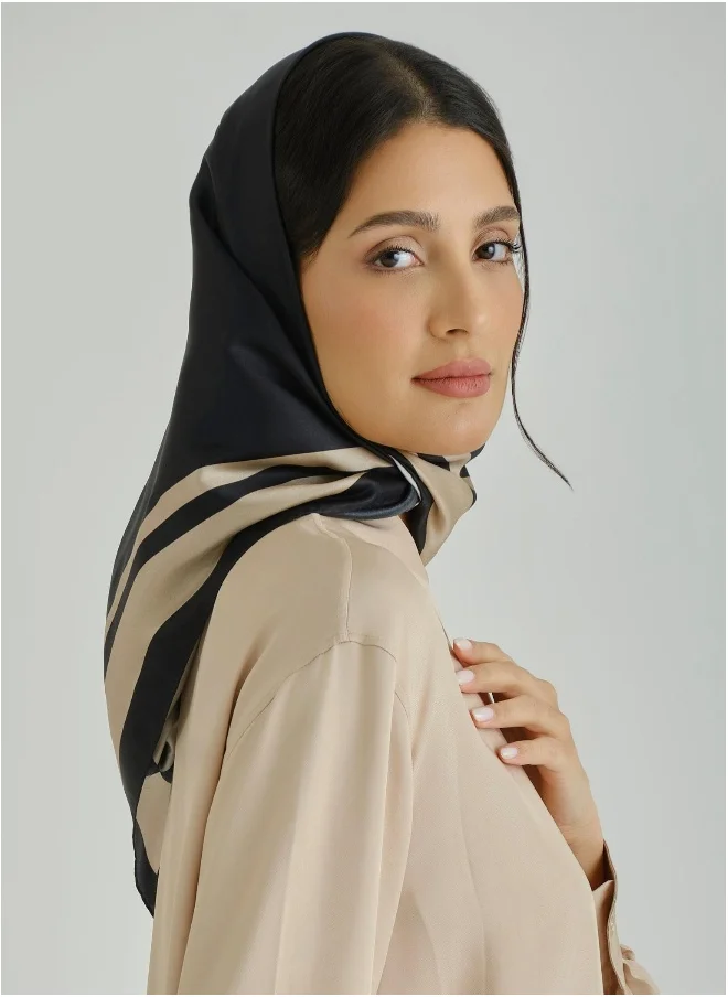 غانت Gant Ramadan Collection  Women's Black Striped Printed Silk Scarf