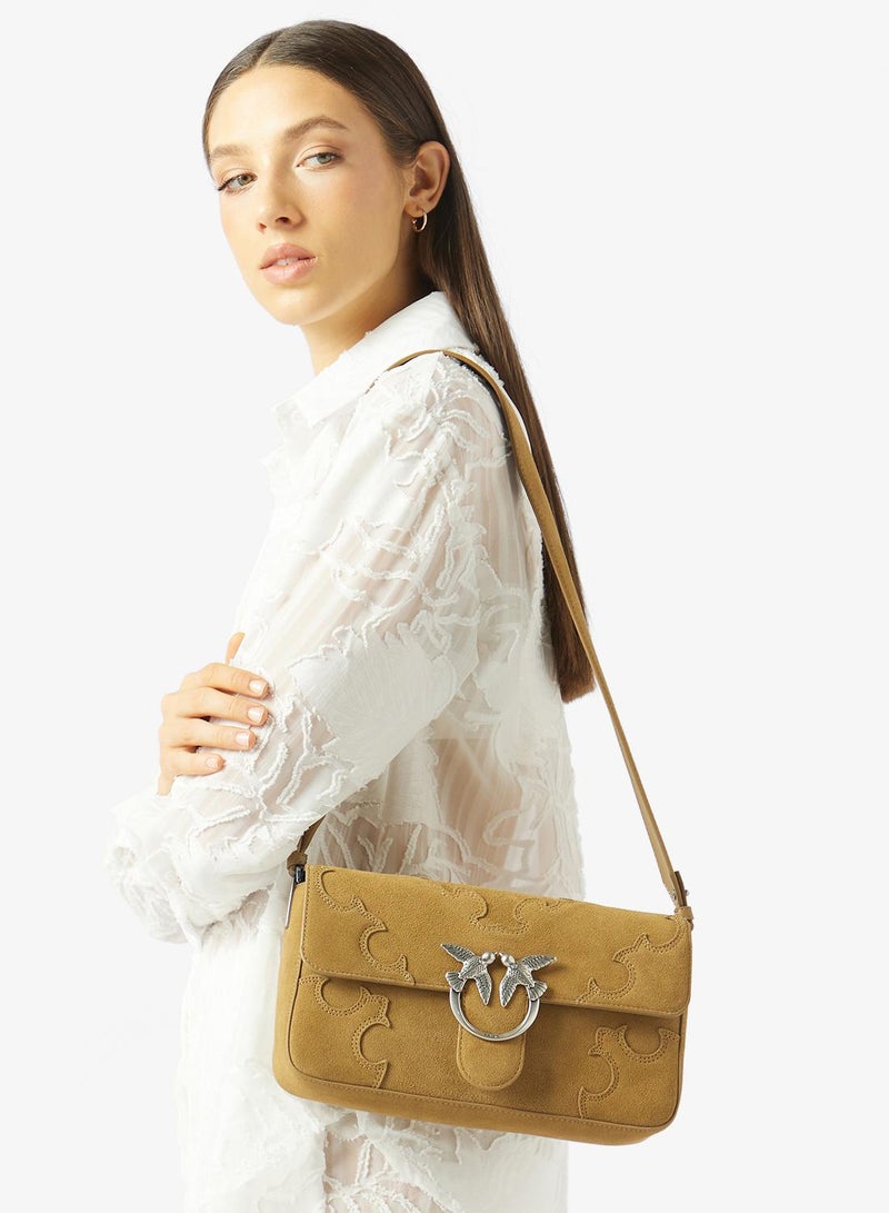 PINKO Logo Detail Flap Over Shoulder Bag - Image 3