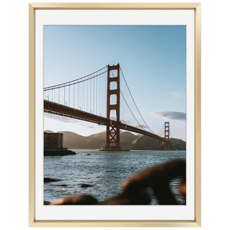 Frametory 12x16 Metal Picture Frame with Mat for 11x14 Picture  Real Glass Aluminum Photo Frame Collection Gold 1 Pack