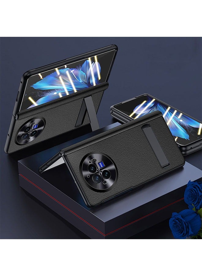 عام غطاء هاتف محمول VIVO X Fold 3 من جلد النابا، مع مفصل شامل وحامل مغناطيسي متكامل للحماية من السقوط - Image 2