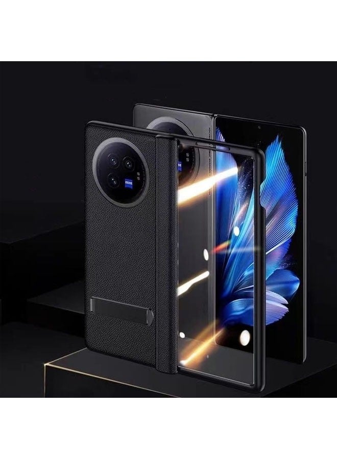 عام غطاء هاتف محمول VIVO X Fold 3 من جلد النابا، مع مفصل شامل وحامل مغناطيسي متكامل للحماية من السقوط - Image 3