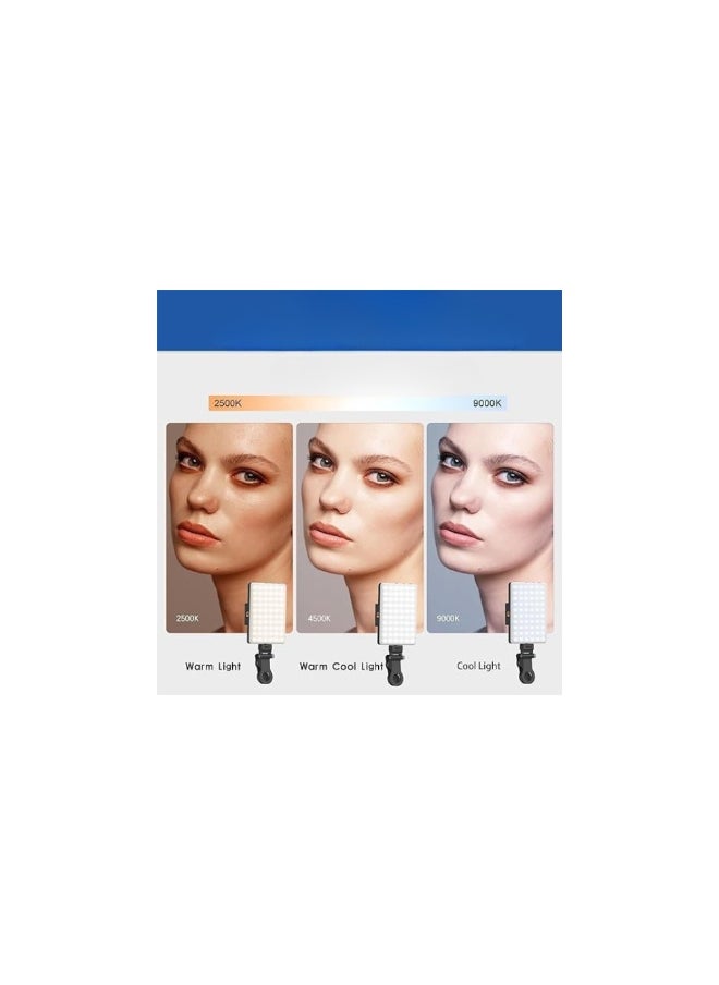 120-LED Rechargeable Mobile Selfie Light with Front and Back Clip – 3 Lighting Modes, Adjustable Color Temperature 2500K-9000K – Portable Video Light for iPhone, iPad, TikTok, Vlogs, and Live Makeup Streaming