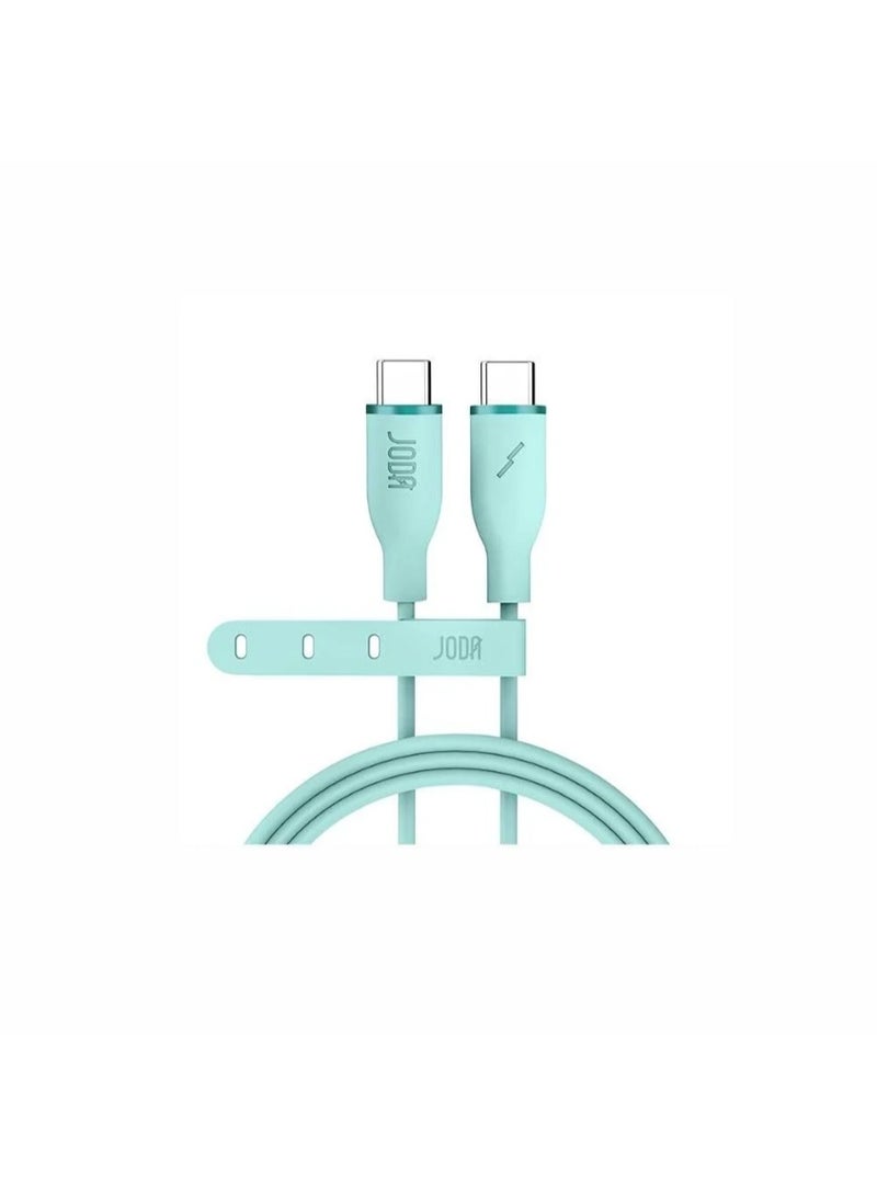 جودا سلك JODA سيليكون 60 واط تايب سي الى تايب سي 1 متر - اخضر فاتح - Image 1