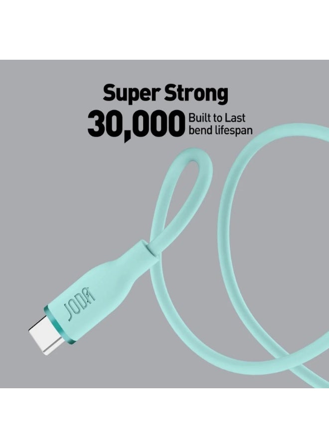 جودا سلك JODA سيليكون 60 واط تايب سي الى تايب سي 1 متر - اخضر فاتح - Image 2