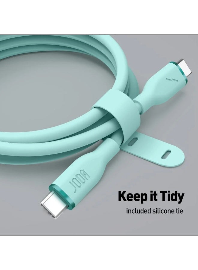 جودا سلك JODA سيليكون 60 واط تايب سي الى تايب سي 1 متر - اخضر فاتح - Image 3