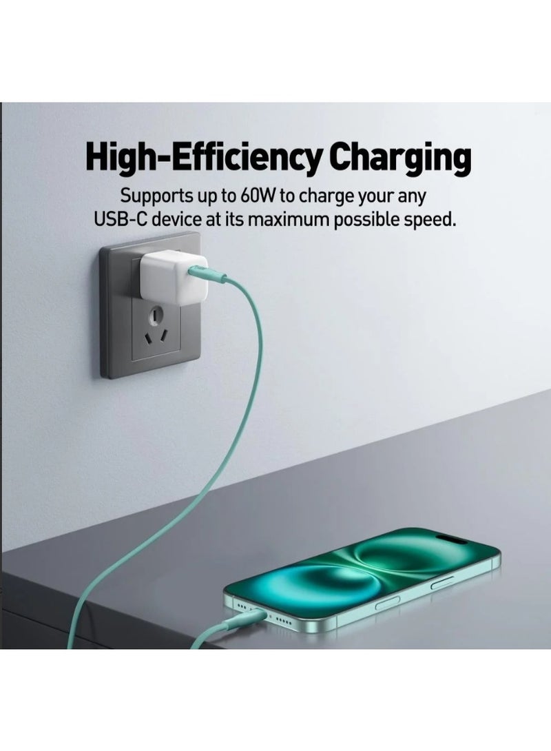 جودا سلك JODA سيليكون 60 واط تايب سي الى تايب سي 1 متر - اخضر فاتح - Image 4