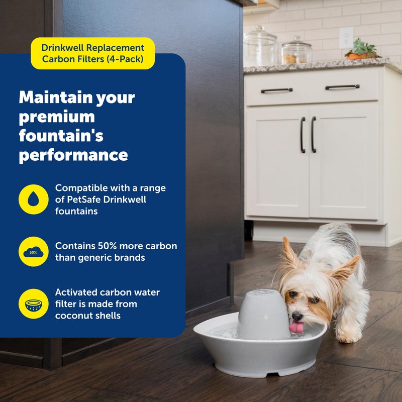 PetSafe Drinkwell Avalon & Pagoda Fountain Activated Carbon Filters - Better Hydration Choice - Long-Lasting Purity - Odor-Free Drinking - Universal Filter Replacement - 4 Pack - Image 2