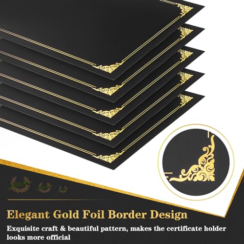 Coidea 25 Packs Certificate Holders, Black Certificate Covers, Diploma Holders, Certificate Folders with Gold Foil Border for Letter Size 8.5" x 11" Certificates, Diploma, Documents, Award Cover - Image 3