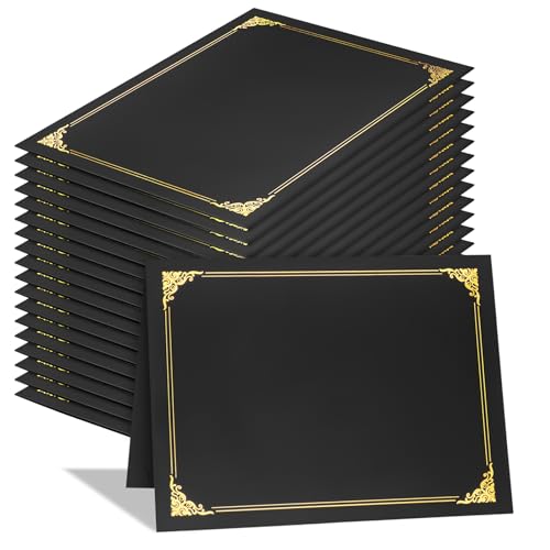 Coidea 25 Packs Certificate Holders, Black Certificate Covers, Diploma Holders, Certificate Folders with Gold Foil Border for Letter Size 8.5" x 11" Certificates, Diploma, Documents, Award Cover - Image 1