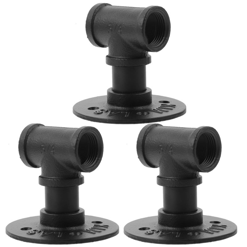 Industrial Matte Black Wall Mounted Wine Rack Set of 3 Iron Pipe Bottle Holder for Home Bar - Image 2