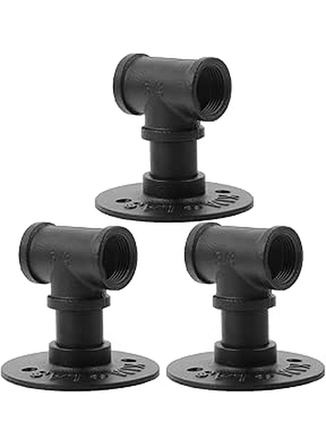 Industrial Matte Black Wall Mounted Wine Rack Set of 3 Iron Pipe Bottle Holder for Home Bar - Image 1