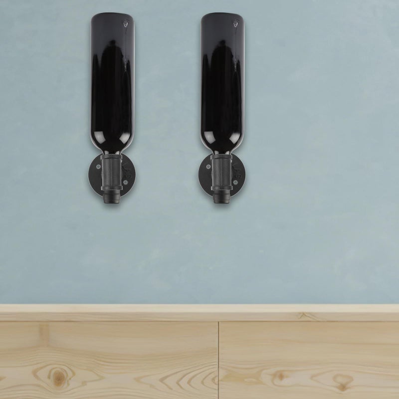 Industrial Matte Black Wall Mounted Wine Rack Set of 3 Iron Pipe Bottle Holder for Home Bar - Image 5