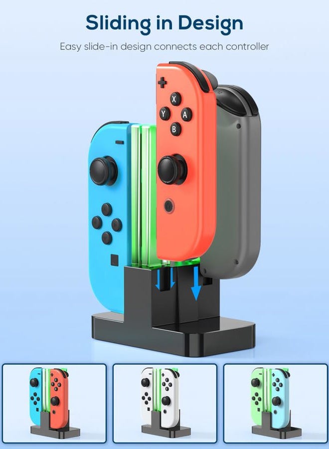 FYOUNG Charging Dock for Switch OLED Joy Cons - Charging Station With USB Type-C Cord - Black - Image 4