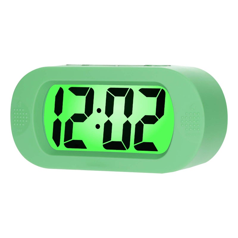 Plumeet Digital Alarm Clock Travel Clock with Snooze and Nightlight  Easy to Set Simple Bedside Alarm Clocks for Kids  Ascending Sound  Battery Powered Cyan