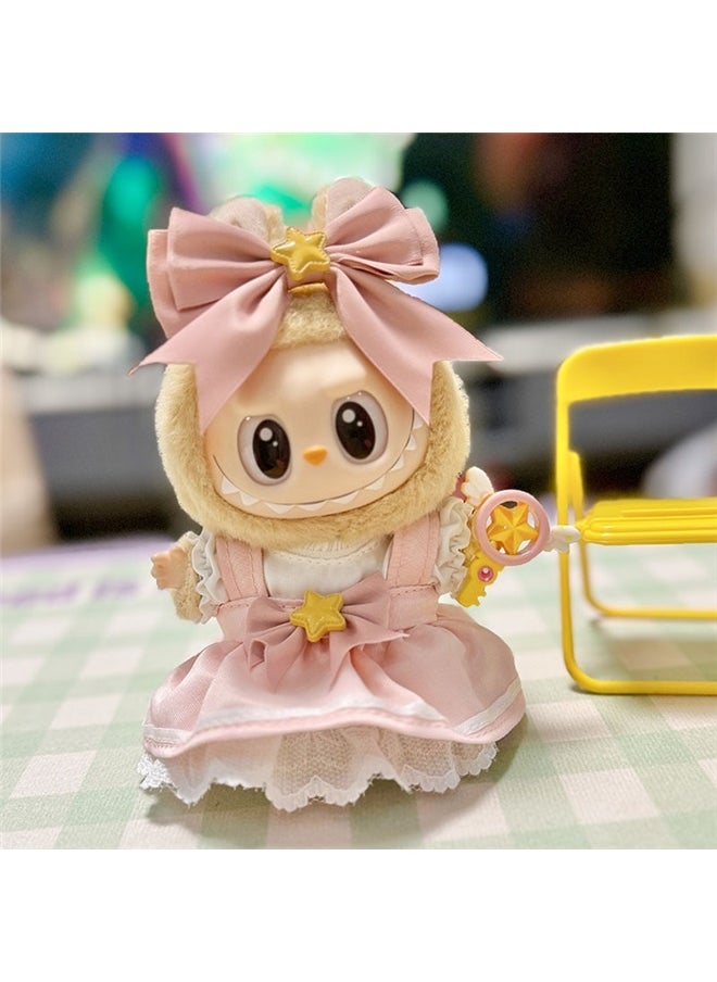 yongsheng Sitting Party Doll Clothes Doll Clothes Ragcloth Clothes Plush Specification:First And Second Generation Universal (doll Not Included) - Standard Outfit-Color:Magical Girl (tiara + Suspender Skirt + Dress + Magic Wand)  - Image 1
