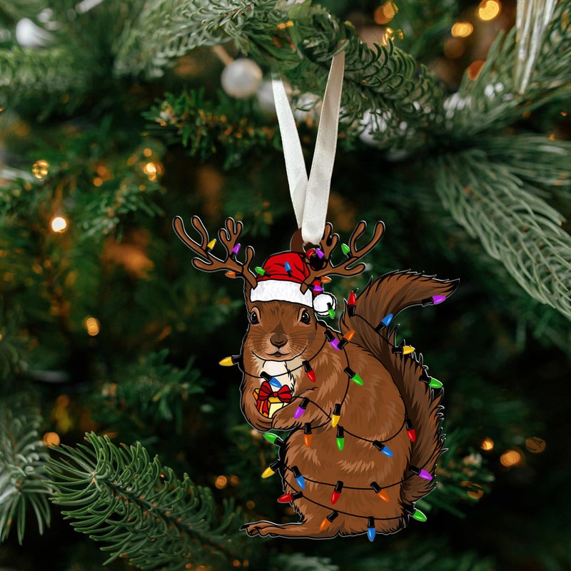 TEEBIM زخرفة السنجاب - الحلي عيد الميلاد السنجاب - هدايا السنجاب - هدايا السنجاب لعشاق السنجاب - هدايا السنجاب للنساء - الحلي السنجاب لشجرة عيد الميلاد - زخرفة السنجاب الأكريليك - Image 4