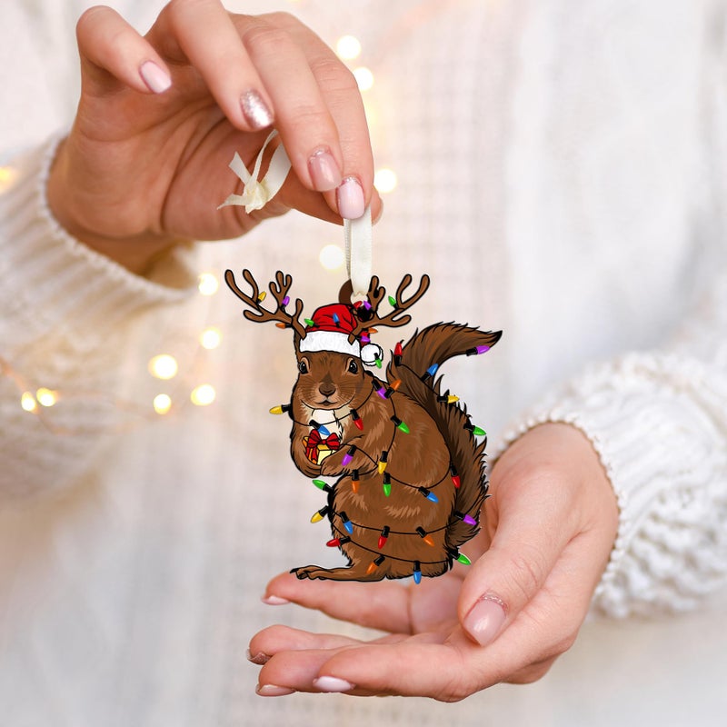 TEEBIM زخرفة السنجاب - الحلي عيد الميلاد السنجاب - هدايا السنجاب - هدايا السنجاب لعشاق السنجاب - هدايا السنجاب للنساء - الحلي السنجاب لشجرة عيد الميلاد - زخرفة السنجاب الأكريليك - Image 5