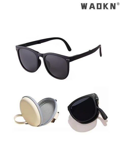 نظارات شمسية قابلة للطي للنساء ، تظليل شمسي جديد فائق الخفة ، حماية من الشمس والأشعة فوق البنفسجية ، نظارات شمسية مستقطبة ، عدسة حماية UV400 مربعة قابلة للطي سهلة الحمل