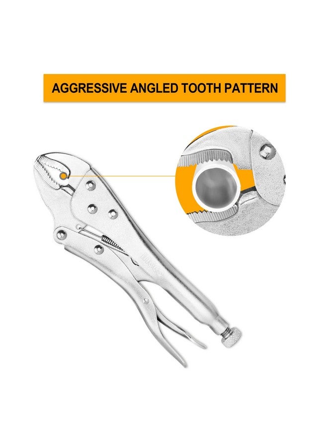 INGCO Curved Jaw Locking Pliers, 10" Curved Jaw Pliers- Carbon Steel Vise Grips - Hardened Milled Jaws for Maximum Grip - Classic Trigger Release - Image 2