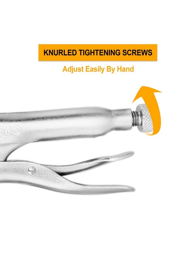 INGCO Curved Jaw Locking Pliers, 10" Curved Jaw Pliers- Carbon Steel Vise Grips - Hardened Milled Jaws for Maximum Grip - Classic Trigger Release - Image 3