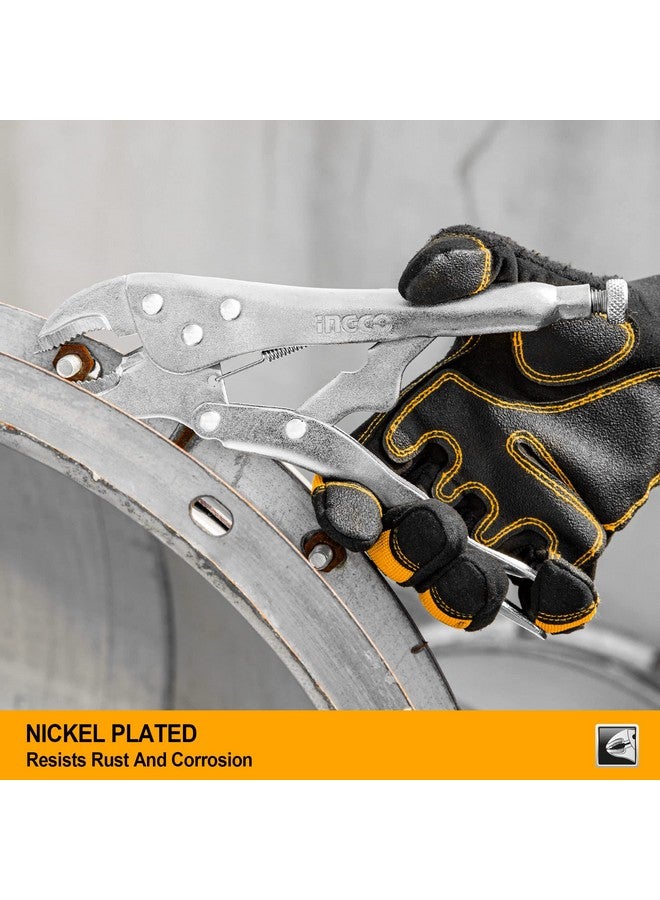 INGCO Curved Jaw Locking Pliers, 10" Curved Jaw Pliers- Carbon Steel Vise Grips - Hardened Milled Jaws for Maximum Grip - Classic Trigger Release - Image 4