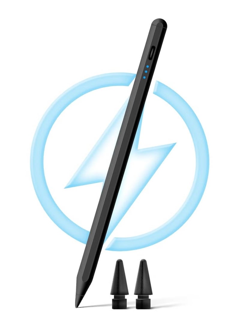 ELTRAZONE Stylus Pen for iPad 9th & 10th Generation | iPad Pencil 2nd Generation | Fast Charging Active Pencil Compatible with 2018-2024 Apple iPads | iPad Pro 11"/12.9"/M4, iPad Air 3/4/5/M2, iPad Mini 5/6 - Black  - Image 1