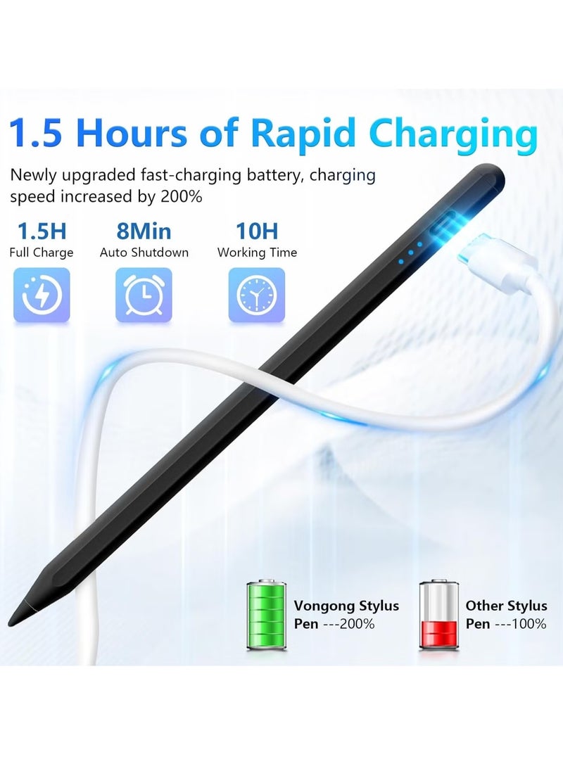 ELTRAZONE Stylus Pen for iPad 9th & 10th Generation | iPad Pencil 2nd Generation | Fast Charging Active Pencil Compatible with 2018-2024 Apple iPads | iPad Pro 11"/12.9"/M4, iPad Air 3/4/5/M2, iPad Mini 5/6 - Black  - Image 3