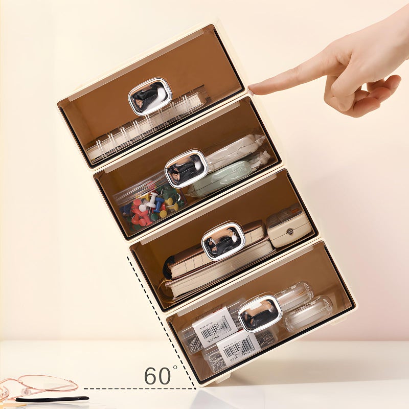 OSteed Spacious Desktop Storage Box, 1 Large Storage Drawer, Stackable Office Desk Drawer Organizer and Accessories, Printer Paper Organizer, Cream Plastic Drawers for Workspace & Home - Image 4