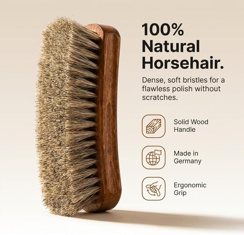 Kaps Premium Quality Shoe Brush Lux, Natural Horsehair, Shine Buff Polish (15 cm Length) - Image 2