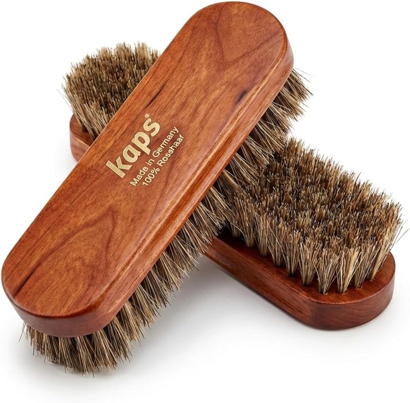Kaps Premium Quality Shoe Brush Lux, Natural Horsehair, Shine Buff Polish (15 cm Length) - Image 1