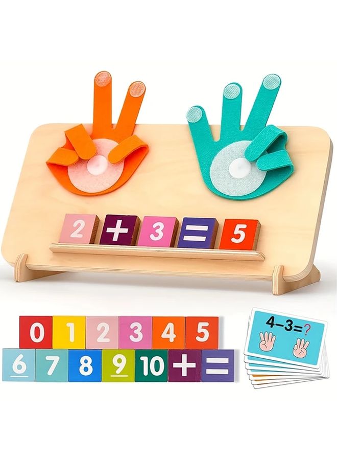 Finger Arithmetic Board Educational Toys For 3 Year Old Kids With Number Blocks Math Operation Cards - Image 1