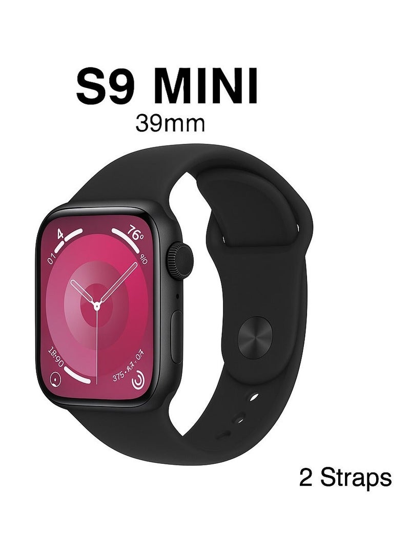 Sports Watch Series 9 AMOLED display Full Screen With Health Fitness Tracker +addition Replacement Size 39 mm-Black - Image 1