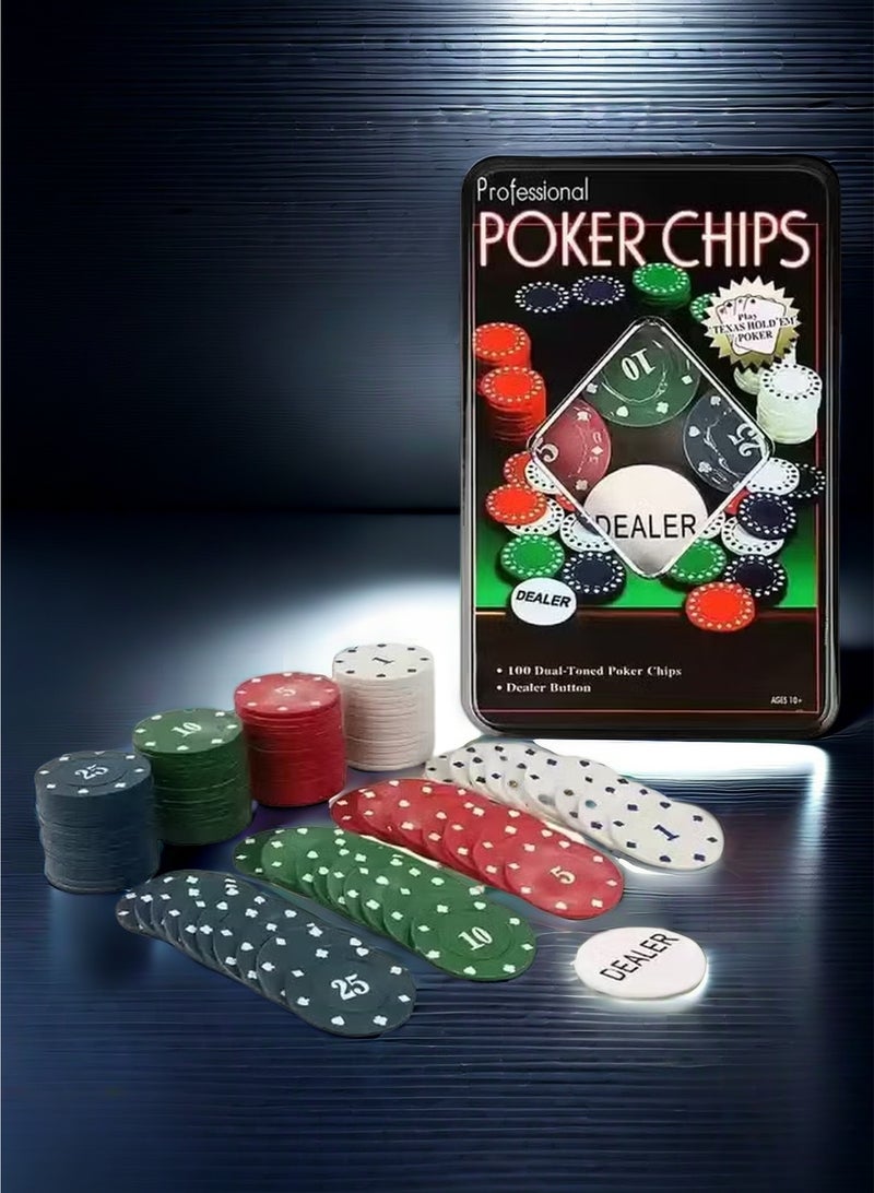 100pcs Poker Chip Set Card Gaming Perfect for Gifts, Family Games, Birthday Parties - Image 1