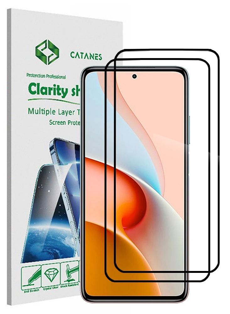 CATANES 2 Pack For Xiaomi Redmi Note 9 Pro 5G Screen Protector Tempered Glass Full Glue Back - Image 1