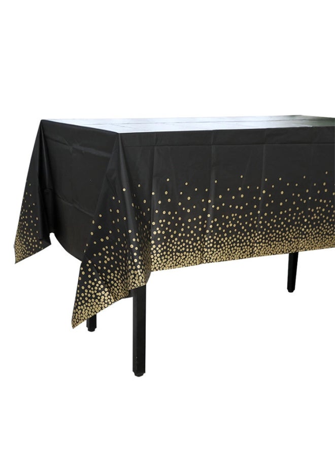 Generic Disposable Tablecloth Gilding Dot Black Gold Birthday Party Dessert Table Decoration Dining Cloth Thickened Plastic Peva Tablecloth-Color:Middle Dot Black Background Rose Gold  - Image 3