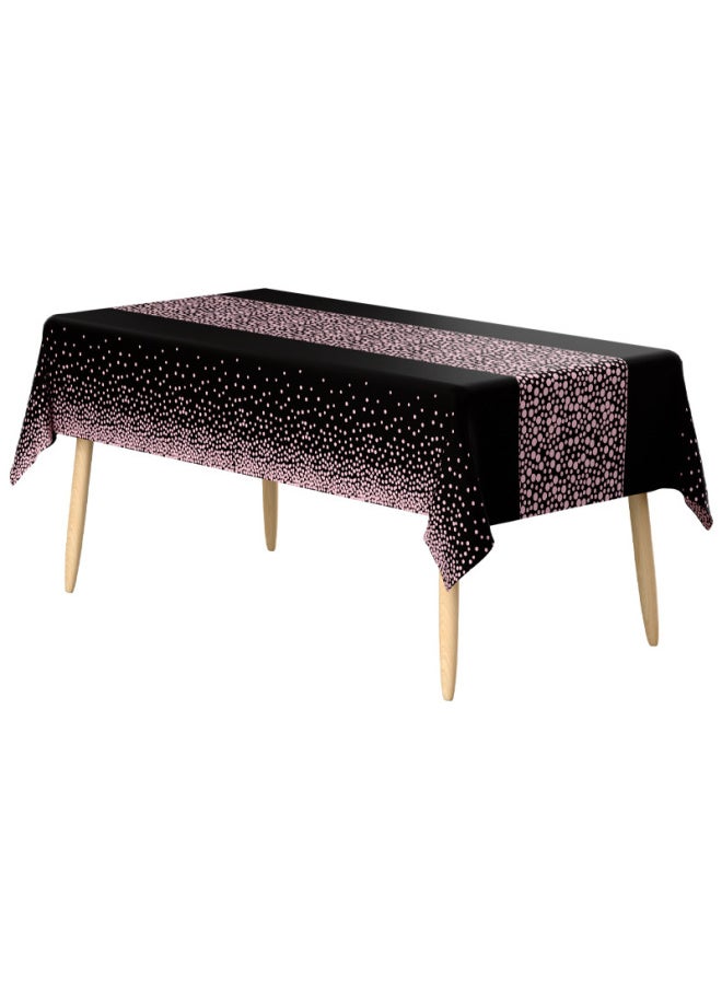 Generic Disposable Tablecloth Gilding Dot Black Gold Birthday Party Dessert Table Decoration Dining Cloth Thickened Plastic Peva Tablecloth-Color:Middle Dot Black Background Rose Gold  - Image 1