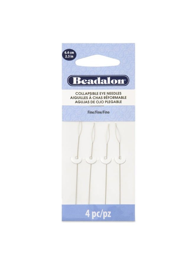 Beadalon Collapsible Eye Beading Needles, Fine 0.30 mm / .012 inches Diameter, 2.5 inches Length, 4 pc - Image 1