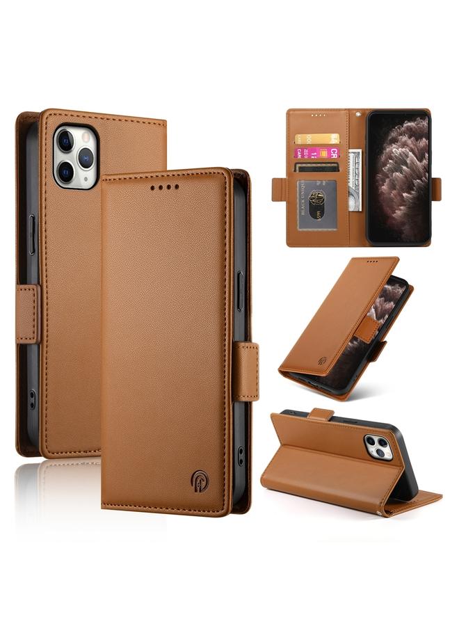 زبون جراب لهاتف iPhone 11 Pro Max مع مشبك جانبي مغناطيسي من الجلد المصقول - Image 1