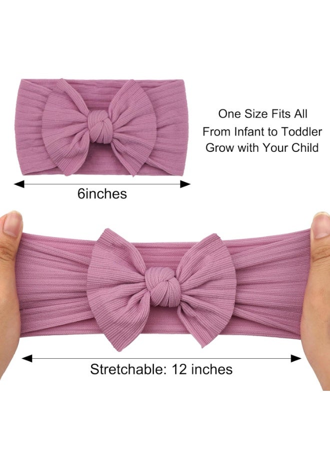 CELLOT  10 Colors Super Stretchy Soft Knot Baby Girl Headbands with Hair Bows Nylon Head Wrap For Newborn Baby Girls Infants Toddlers Kids E-10pcs - Image 1