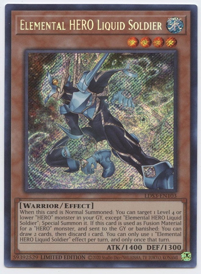 Yu-Gi-Oh! Elemental HERO Liquid Soldier - LDS3-EN103 - Secret Rare - Limited Edition
