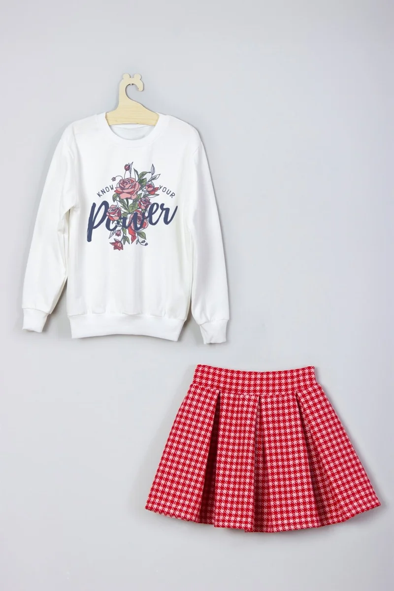 ادا بيبيك تشوكوك Ada Baby Kids New Season Style Floral Printed Skirt Sweat Suit