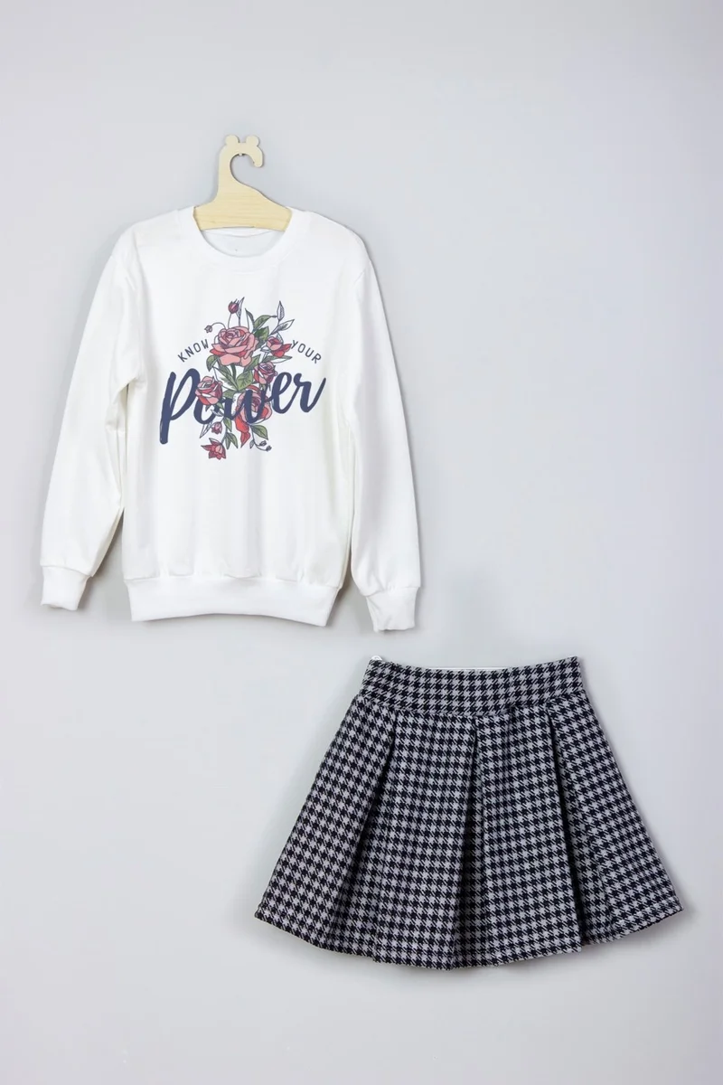 ادا بيبيك تشوكوك Ada Baby Kids New Season Style Floral Printed Skirt Sweat Suit