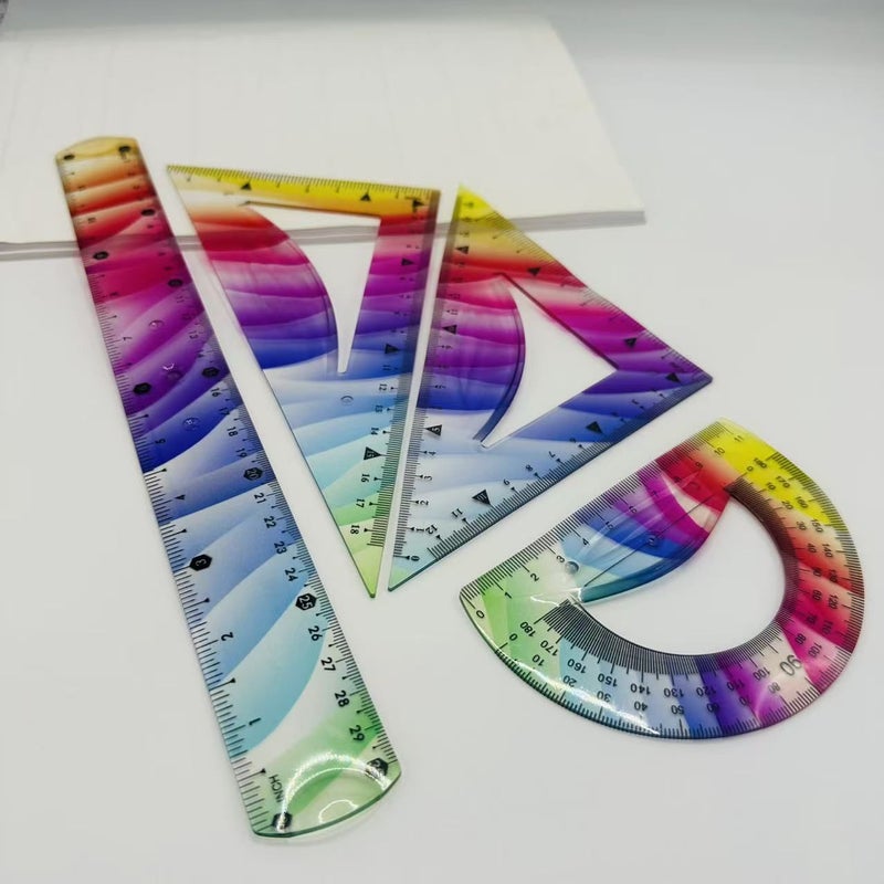 Set Of 4 Multicolor Bendable Flexible Rulers 11.81 Inch Straight Triangular Protractor Set - Image 2